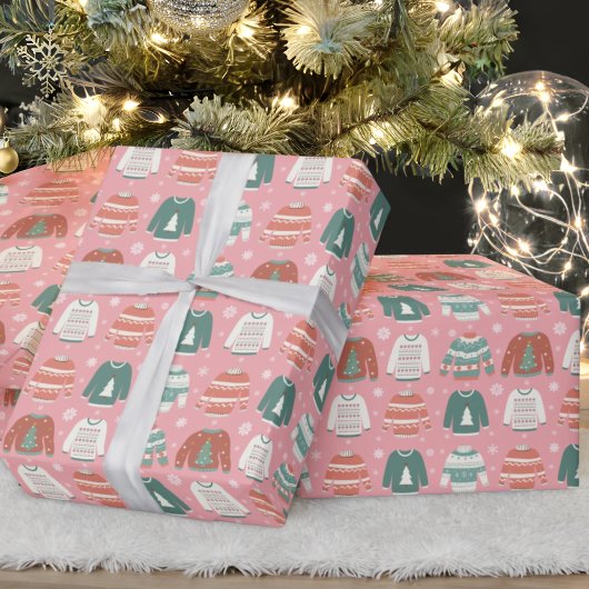 Ugg Christmas Sweater Pink Holiday Wrapping Paper Geschenkpapier