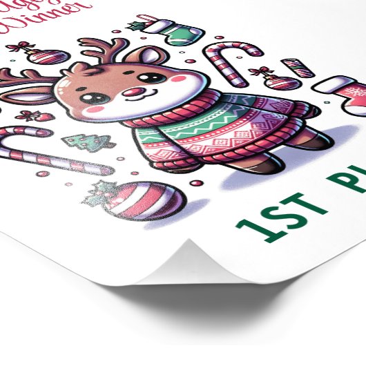 Ugg Christmas Sweater Rentier Gewinner 1. Platz Fotodruck (Ecke)