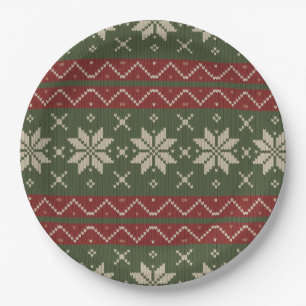 Ugg Christmas Sweater skandinavischer Strick Red G Pappteller