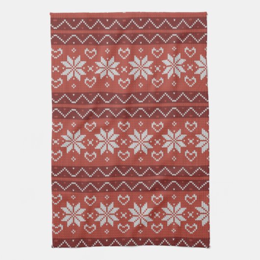 Ugg Christmas Sweater skandinavischer Strick Red H Geschirrtuch (Vertikal)