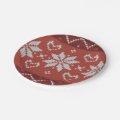 Ugg Christmas Sweater skandinavischer Strick Red H Pappteller (Schrägansicht)