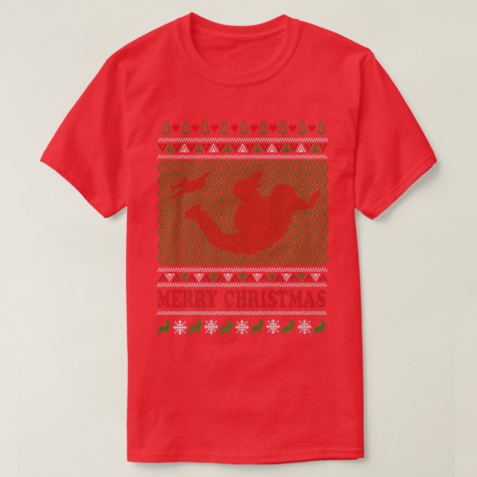 Ugg Christmas Sweater Skydiving Parachuting T-Shirt (Design vorne)
