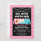Ugg Christmas Sweaters Holiday Party Pink Einladung (Vorderseite)