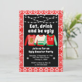 Ugg Christmas Sweaters Holiday Party Red Einladung (Stehend Vorderseite)