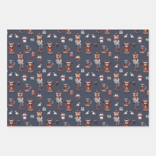 Ugg Christmas Sweathers on Animals Pattern Geschenkpapier Set (Vorderseite 3)