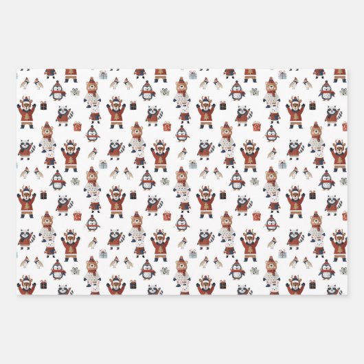 Ugg Christmas Sweathers on Animals Pattern Geschenkpapier Set (Vorderseite)