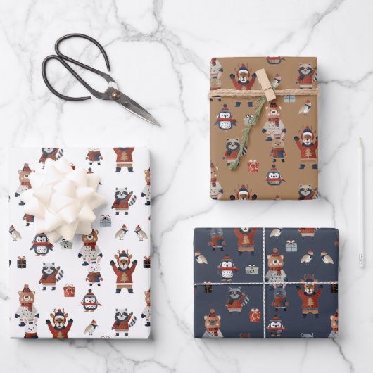 Ugg Christmas Sweathers on Animals Pattern Geschenkpapier Set (Vorderseite)