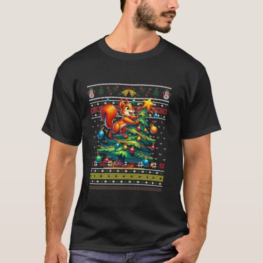 Ugg Christmas Tree Weihnachtsmannmütze Lights Snow T-Shirt (Vorderseite)