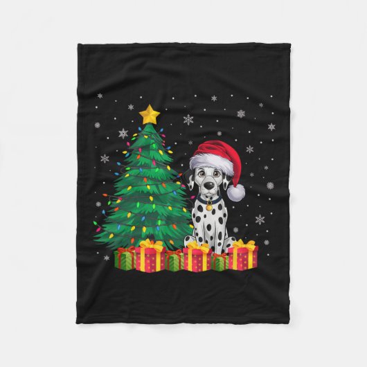 Ugg Dalmatiner Weihnachtsmannmütze WeihnachtsLICHT Fleecedecke (Vorderseite)
