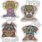 Ugg Dog Face Abstrakt Art Sticker Pack (Vorderseite)