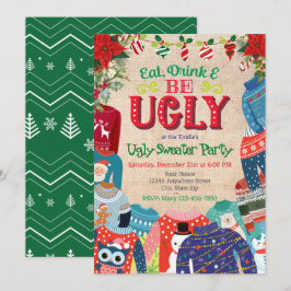 Ugg "Eat Drink & be Ugly" Weihnachts-Sweater-Party Feiertagskarte