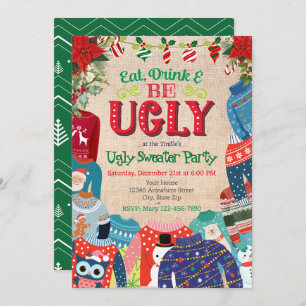 Ugg "Eat Drink & be Ugly" Weihnachts-Sweater-Party Feiertagskarte