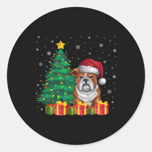 Ugg English Bulldog Weihnachtsmannmütze Christmas  Runder Aufkleber (Vorderseite)