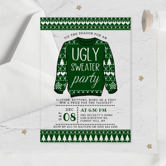 Ugg Green Christmas Sweater Holiday Party Acryleinladungen