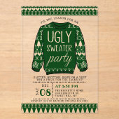 Ugg Green Christmas Sweater Holiday Party Acryleinladungen (Vorderseite)