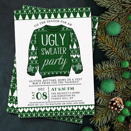 Ugg Green Christmas Sweater Holiday Party Einladung