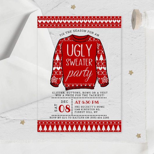 Ugg Red Christmas Sweater Holiday Party Acryleinladungen