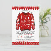 Ugg Red Christmas Sweater Holiday Party Einladung (Stehend Vorderseite)