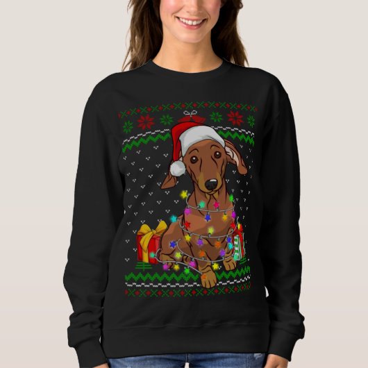 Ugg Sweater Christmas Lights Dackel Hund Lover Sweatshirt (Vorderseite)