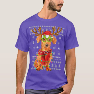 Ugg Sweater Christmas Lights Dackel Hund Welpe T-Shirt