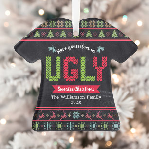 Ugg Sweater Christmas Nordic Strick Name Chalkboar Ornament