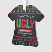 Ugg Sweater Christmas Nordic Strick Name Chalkboar Ornament (Vorderseite)