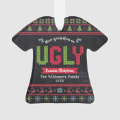 Ugg Sweater Christmas Nordic Strick Name Chalkboar Ornament (Rückseite)