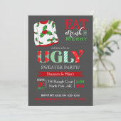 Ugg Sweater Christmas Party Chalkboard Einladung (Stehend Vorderseite)