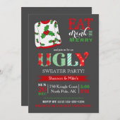 Ugg Sweater Christmas Party Chalkboard Einladung (Vorne/Hinten)