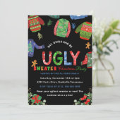 Ugg Sweater Christmas Party Chalkboard Einladung (Stehend Vorderseite)