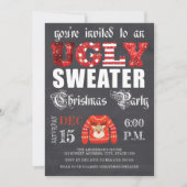 Ugg Sweater Christmas Party Chalkboard Red Einladung (Vorderseite)