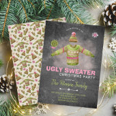 Ugg Sweater Christmas Party Pink Black Chalkboard Einladung