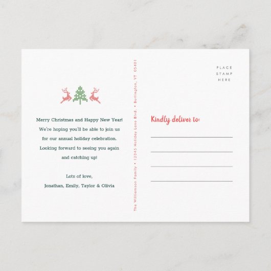 Ugg Sweater Weihnachtsfeier Hunter Green Einladungspostkarte (Rückseite)