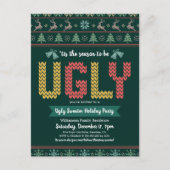 Ugg Sweater Weihnachtsfeier Hunter Green Einladungspostkarte (Vorderseite)