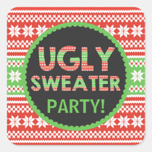 Ugg Sweater Word Art Weihnachtsaufkleber für Party Quadratischer Aufkleber