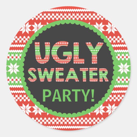 Ugg Sweater Word Art Weihnachtsaufkleber für Party Runder Aufkleber (Vorderseite)