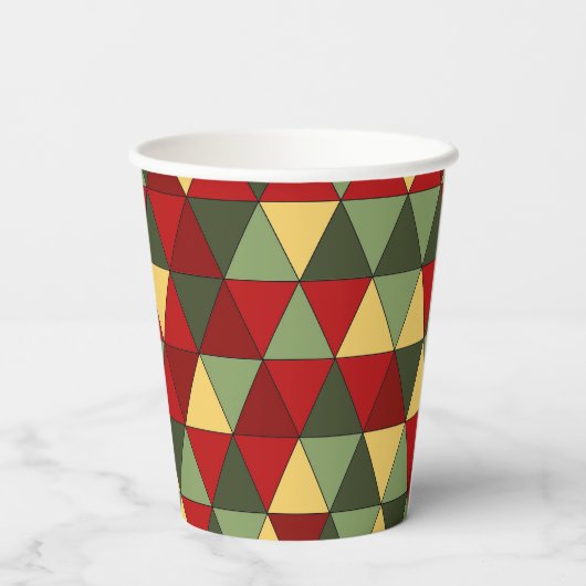 Ugg Weihnachts-Pullover Thema Dreiecke Papier Bech Pappbecher (Rückseite)