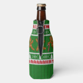 Ugg Weihnachts Sweater Scared Gingerbreadmen Grün Flaschenkühler (Flasche Rückseite)