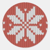 Ugg Weihnachts Sweater Skandinavier Red Snowflake Runder Aufkleber (Vorderseite)