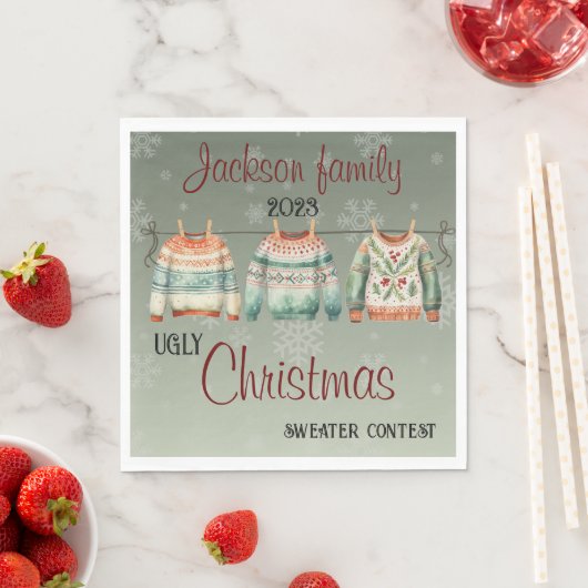 Ugg Weihnachts Sweater Themed Custom Napkins Serviette (Beispiel)