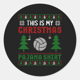 Ugg Xmas Sweater Volleyball Das ist meine Weihnach Runder Aufkleber