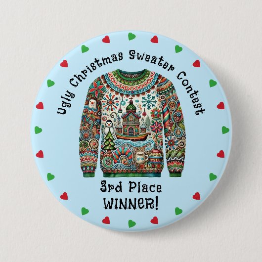Ugge Christmas Sweater 3. Platz Gewinner Preis Button (Vorderseite)