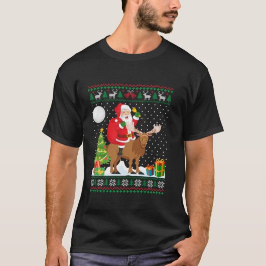 Ugge Christmas Sweater Design Funny Santa Riding m T-Shirt (Vorderseite)
