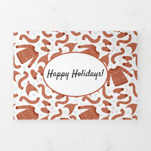 Ugge Christmas Sweater Hat Scarf Red White Dreifach Gefaltete Urlaubskarte