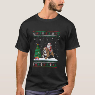 Ugge Christmas Tree Lights Santa Riding American B T-Shirt