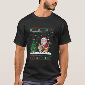 Ugge Christmas Tree Lights Xmas Santa Riding Pika T-Shirt