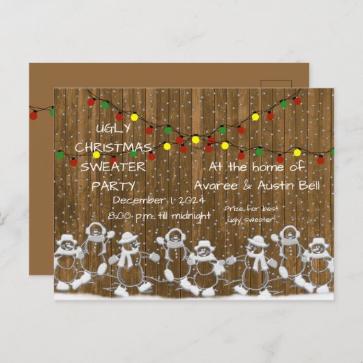 Ugge Weihnachts-Party Einladung Postcard Postkarte (Vorne/Hinten)