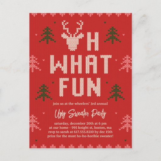 Ugge Weihnachts-Sweater Urlaub Einladung Postkarte (Vorderseite)