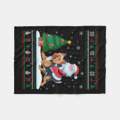 Ugguler Weihnachtsbaum Lichter Xmas Santa Riding Y Fleecedecke (Vorderseite (Horizontal))