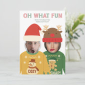 Uggulwein Sweater Funny Face Personalisiert Feiertagskarte (Stehend Vorderseite)